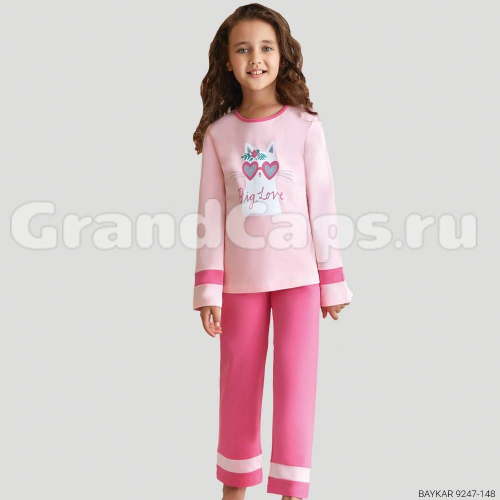 Комплект для девочки с длинным рукавом Baykar (9247) Светло-Розовый/Розовый (№148)