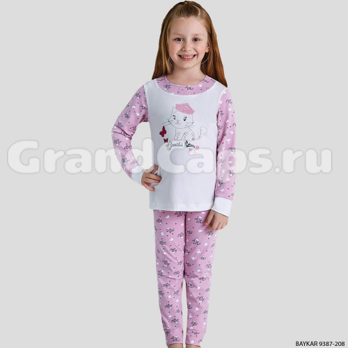 Комплект для девочки с длинным рукавом Baykar (9387) Кремовый/Розовый (№208)