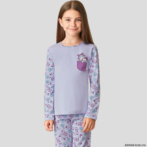 Комплект для девочки с длинным рукавом, Baykar (9238) Сиреневый/Фиолетовый (№216)