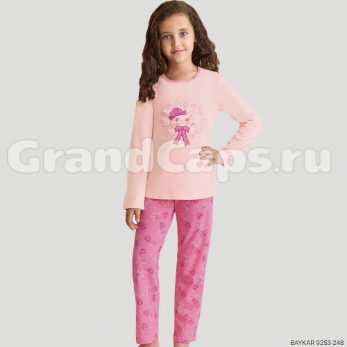 Комплект для девочки с длинным рукавом Baykar (9253) Бледно-Розовый/Розовый (№248)