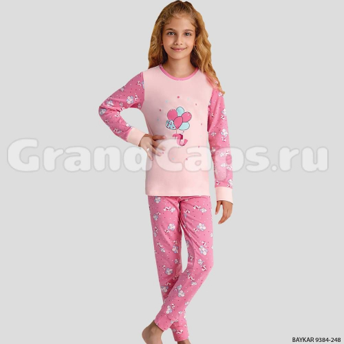 Комплект для девочки с длинным рукавом Baykar (9384) Бледно-Розовый/Розовый (№248)