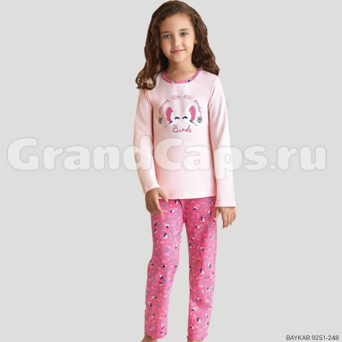 Комплект для девочки с длинным рукавом Baykar (9251) Бледно-Розовый/Розовый (№248)