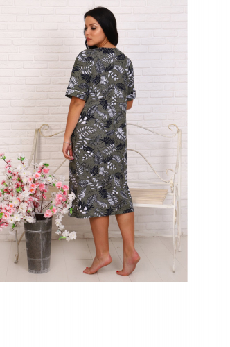 Натали 37, Женский домашний халат на пуговицах, с растительным принтом