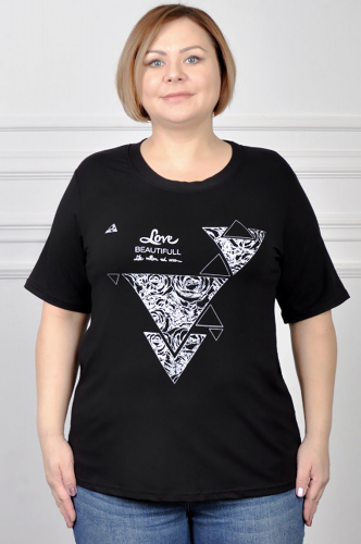 Kalinka, Стильная черная женская футболка больших размеров