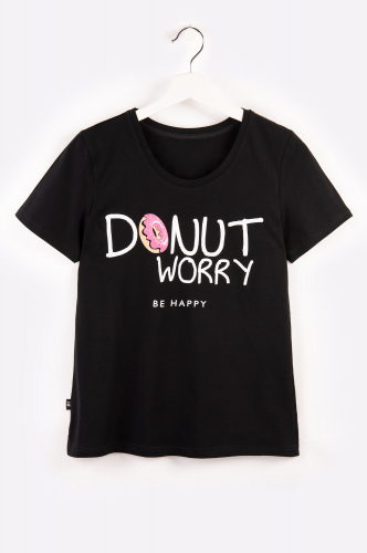 Happy Fox, Классная женская футболка с надписью Don't worry, be happy
