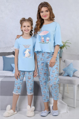 Детский Бум, Женская романтичнаяn пижама с принтом зайчики