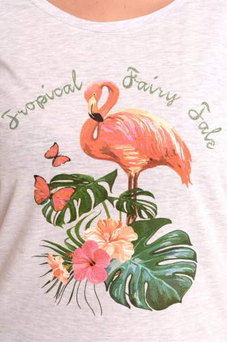 Modellini, Комфортная женская туника-футболка с принтом фламинго