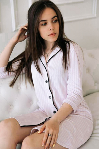 Lika Dress, Женская сорочка нежно-розового цвета в полосочку
