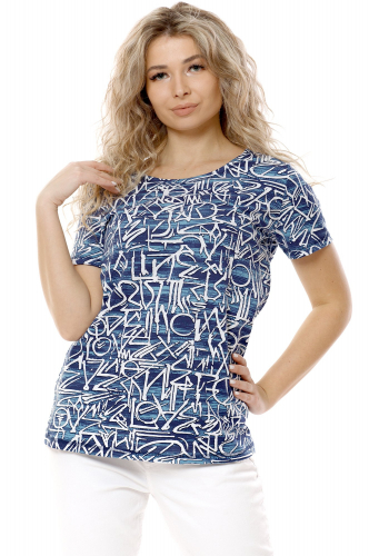 NSD стиль, Женская футболка синего цвета с абстрактным принтом