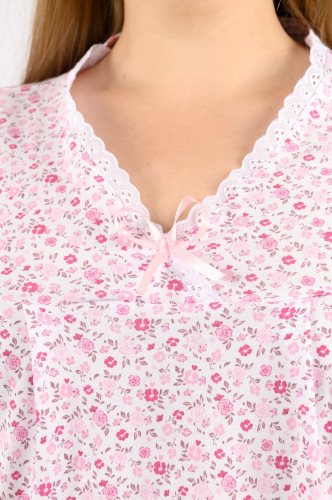 Modellini, Женская сорочка с набивным цветочным рисунком и атласным бантиком