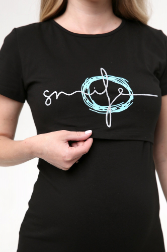 Fest, Базовое платье-футболка для будущих и кормящих мамочек, с блестящей надписью