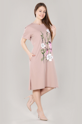 Dianida, Стильное трикотажное женское платье с растительным принтом