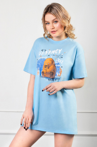 Brosko, Нежная и уютная женская туника-футболка с ярким принтом мишки