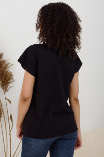 Натали 37, Женская футболка в стилеn колор блок с пайетками