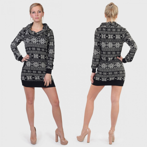 Платье-свитер Piazza Italia с объемным воротом. Хорошее настроение купить можно, и стоит оно всего 699 рублей! №2197 ОСТАТКИ СЛАДКИ!!!!