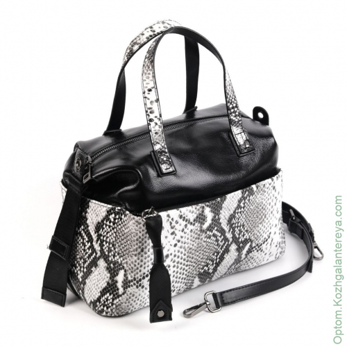Женская кожаная сумка 5809 Блек Ваит Снеик