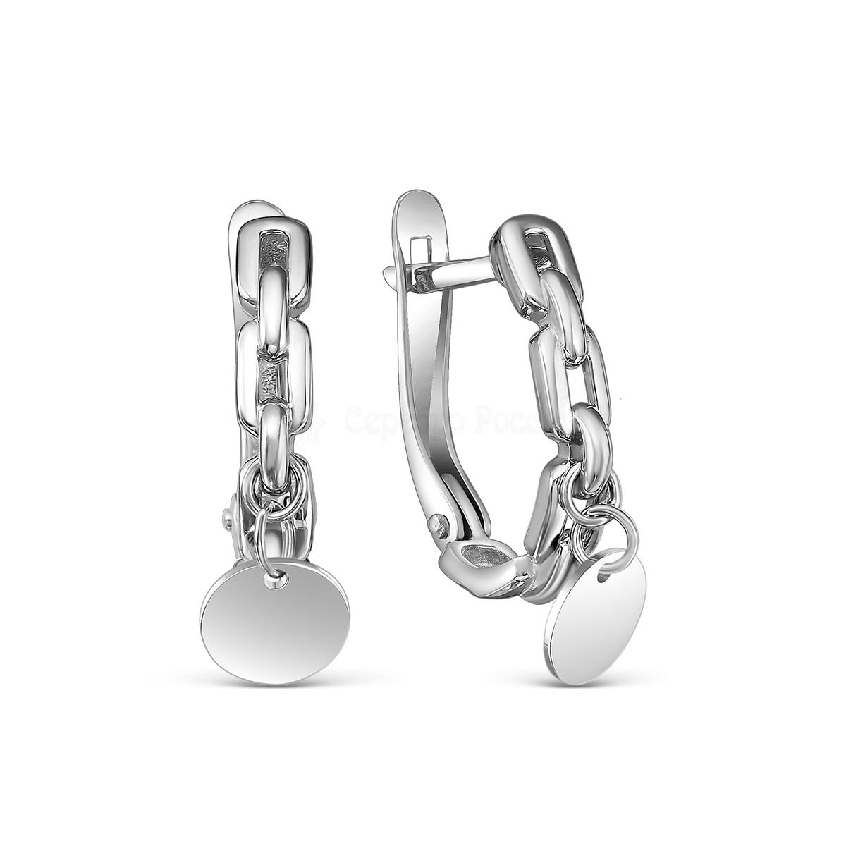 Серьги из серебра родированные - Круги (подвижные элементы) 925 пробы 520-10-450-1р