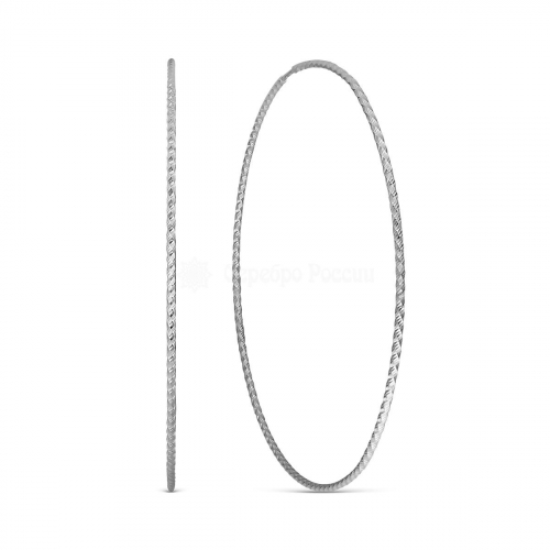 Серьги-конго из серебра родированные, диаметр 8 см