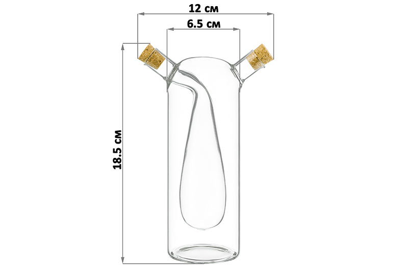 Бутылка для масла/уксуса/соевого соуса 2в1 340+80 мл 12*6,5*18,5 см