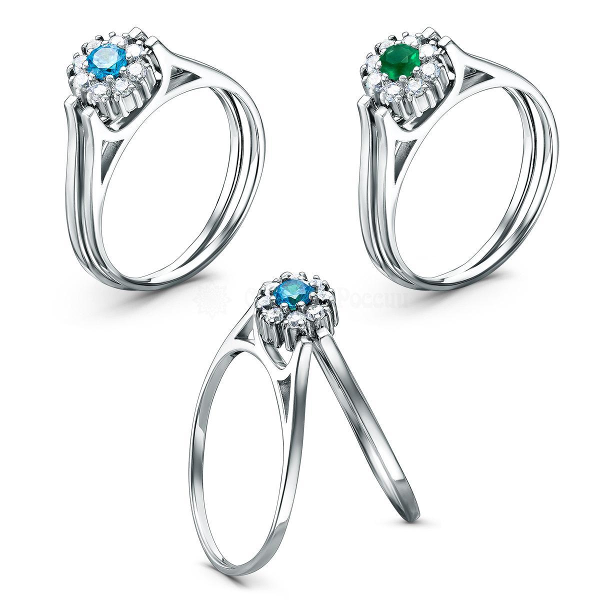 Кольцо-трансформер (перевёртыш) из серебра с фианитами родированное 925 пробы 1-4701-001р20232