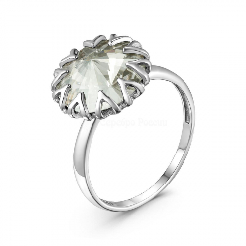 Кольцо из серебра с кристаллом Swarovski Серебряная тень родированное