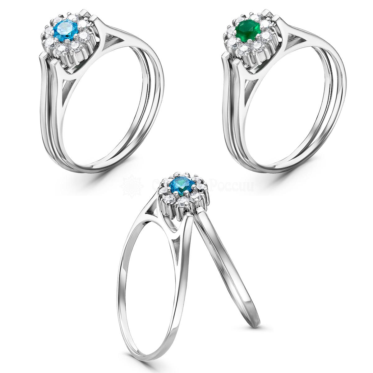 Кольцо-трансформер (перевёртыш) из серебра с фианитами родированное 925 пробы 1-4701-001р20232