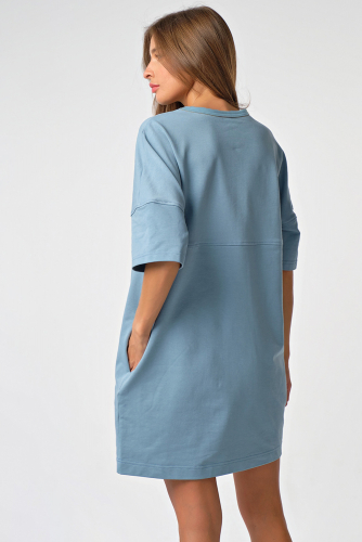 Платье-футболка оверсайз из трикотажа синяя дымка