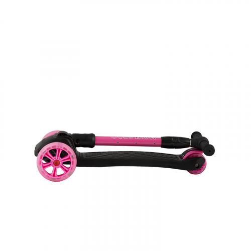 Самокат MAXISCOO Junior Delux со светящимися колесами, черный с розовым [артикул: MSC-J072001D]
