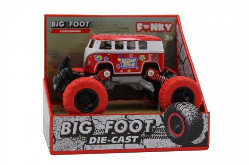 Машина пластиковая FUNKY TOYS Автобус die-cast, инерционный, красный, 1:46 [артикул: FT61076]