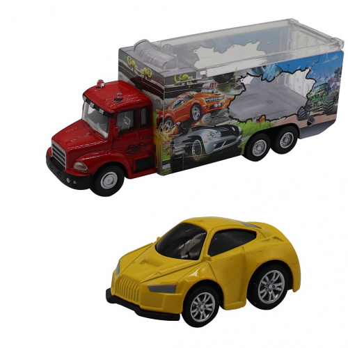 Набор FUNKY TOYS грузовик + машинка die-cast желтая, спусковой механизм 1:60 [артикул: FT61053]