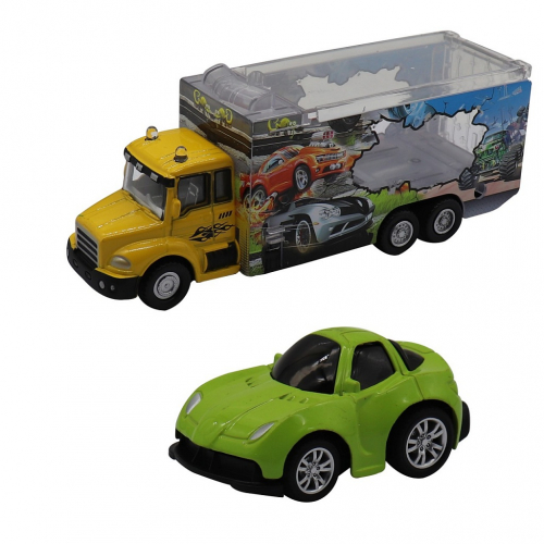 Набор FUNKY TOYS грузовик + машинка die-cast зеленая, спусковой механизм 1:60 [артикул: FT61055]