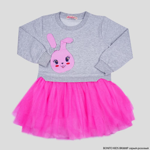 Платье для девочки Bonito Kids (BK888P) Серый/Розовый