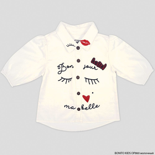 Рубашка для девочки Bonito Kids (OP860) Молочный
