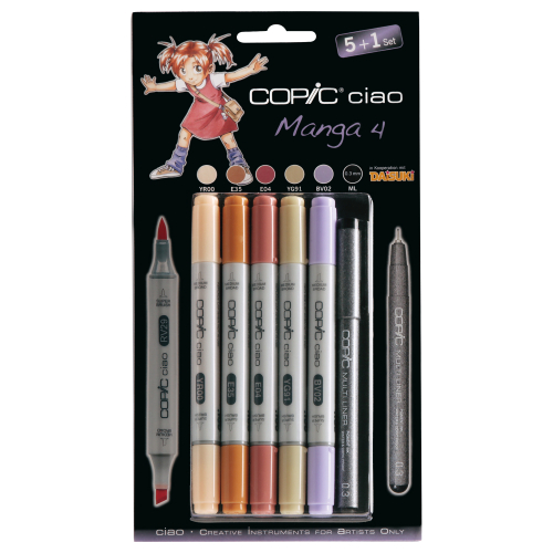 Набор маркеров Copic Ciao 'Manga 4' 5 штук + мультилинер 0.3мм в блистере