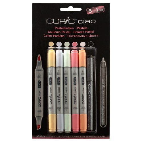 Набор маркеров Copic Ciao 'Pastels' 5 штук + мультилинер 0.3мм в блистере