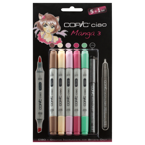 Набор маркеров Copic Ciao 'Manga 3' 5 штук + мультилинер 0.3мм в блистере