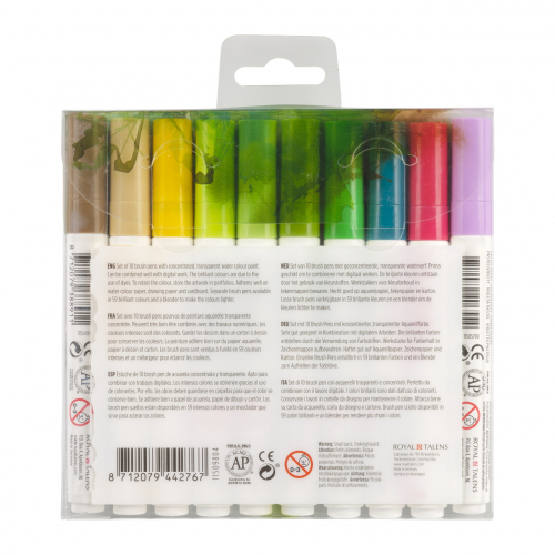 Набор акварельных маркеров Ecoline Brush Pen Botanic 10 штук в пластиковой упаковке