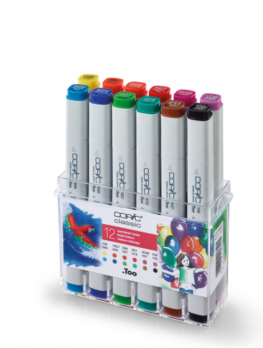 Набор маркеров Copic Classic 'Bright Colours' 12 штук в пластиковой упаковке