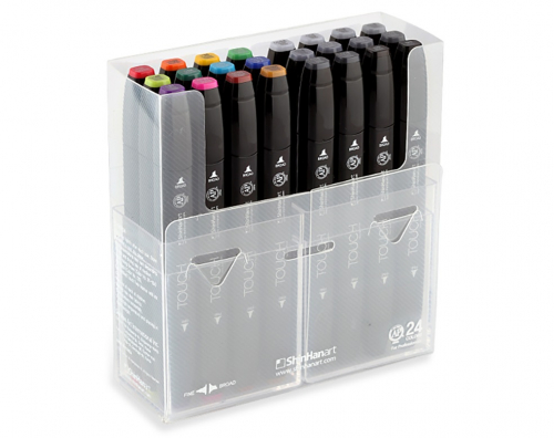 Набор двухсторонних маркеров на спиртовой основе TOUCH TWIN 24 штуки в пластиковой упаковке