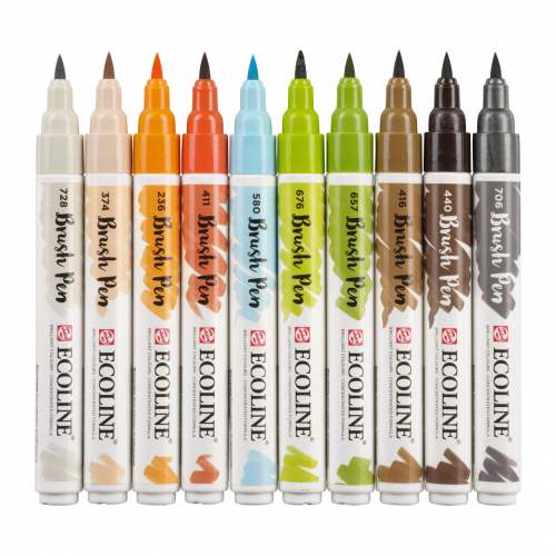 Набор акварельных маркеров Ecoline Brush Pen Architect 10 штук в пластиковой упаковке