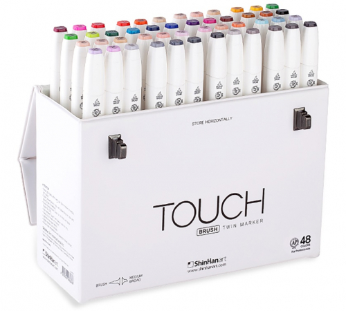 Набор двухсторонних маркеров на спиртовой основе TOUCH TWIN brush 48 штук в пластиковой упаковке