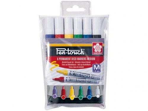Набор маркеров Pen-Touch 6 штук (основные цвета) средний стержень в пластиковой упаковке