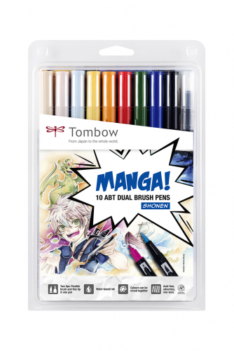 Набор двухсторонних акварельных маркеров ABT Dual Brush Manga Shonen 10 штук в блистере