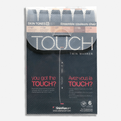 Набор двухсторонних маркеров на спиртовой основе TOUCH TWIN 6 штук (телесные цвета В) в пластиковой упаковке