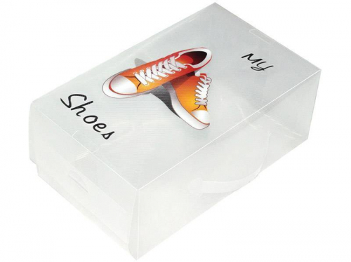 Коробка для обуви с принтом складная прозрачная 33*20*13см арт.312555