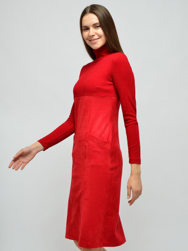 Платье-футляр красное комбинированное