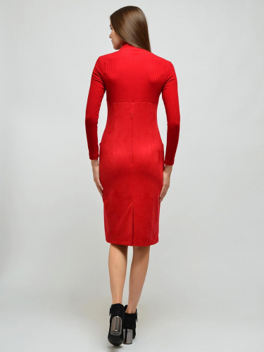 Платье-футляр красное комбинированное