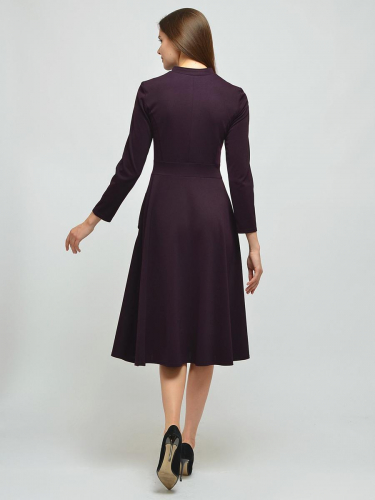 Платье темно-фиолетовое длины миди с пуговицами