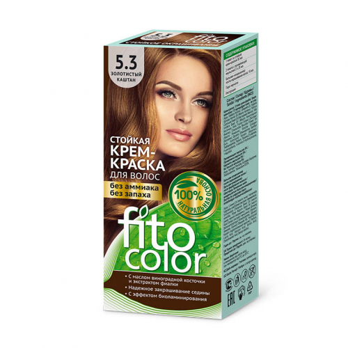 Cтойкая крем-краска для волос серии «Fitocolor», тон 5.3 золотистый каштан 115мл