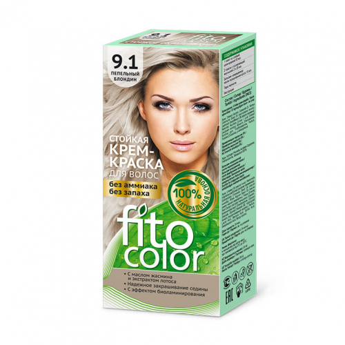 Стойкая крем-краска для волос серии Fitocolor, тон 9.1 пепельный блондин 115мл